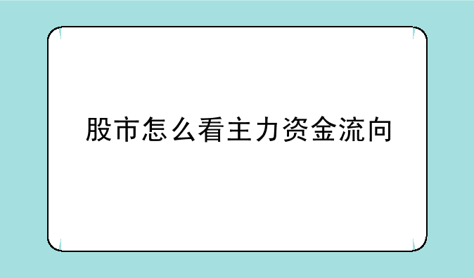 股市怎么看主力资金流向