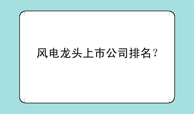 风电龙头上市公司排名？