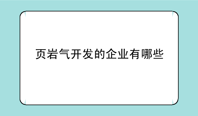 页岩气开发的企业有哪些