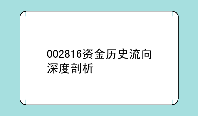 002816资金历史流向深度剖析