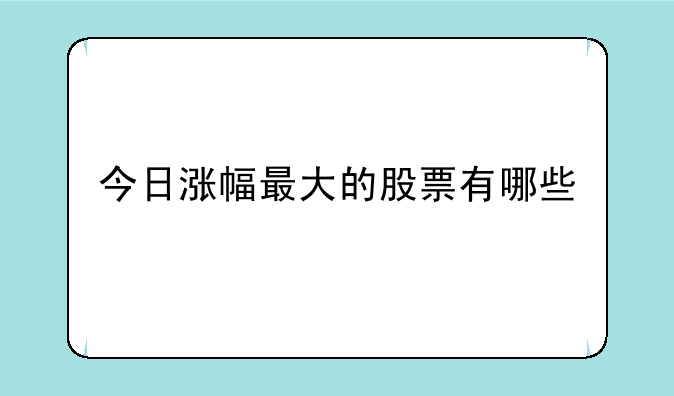 今日涨幅最大的股票有哪些