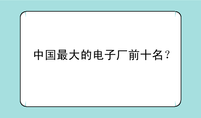 中国最大的电子厂前十名？