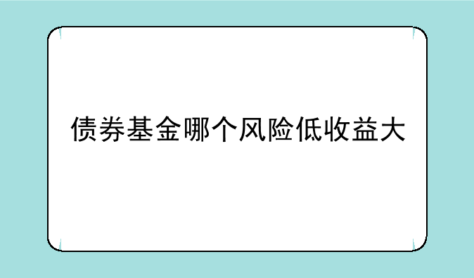 债券基金哪个风险低收益大