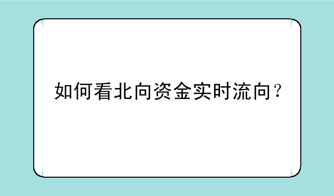 如何看北向资金实时流向？