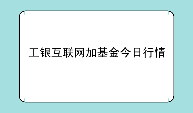 工银互联网加基金今日行情