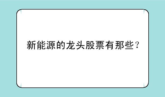 新能源的龙头股票有那些？