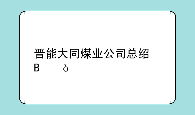 晋能大同煤业公司总经理？