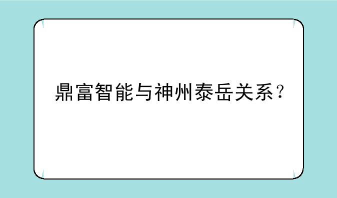 鼎富智能与神州泰岳关系？