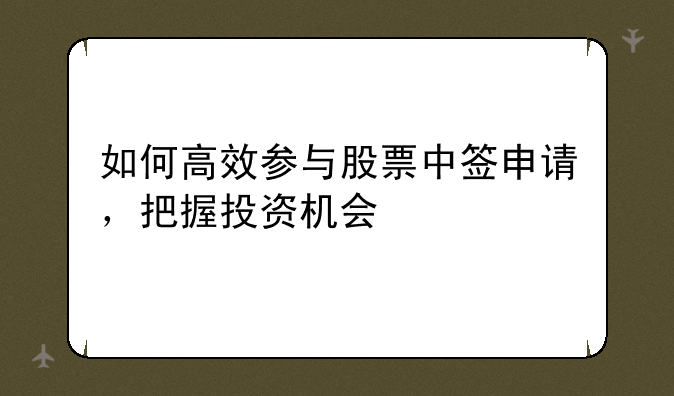 如何高效参与股票中签申请，把握投资机会