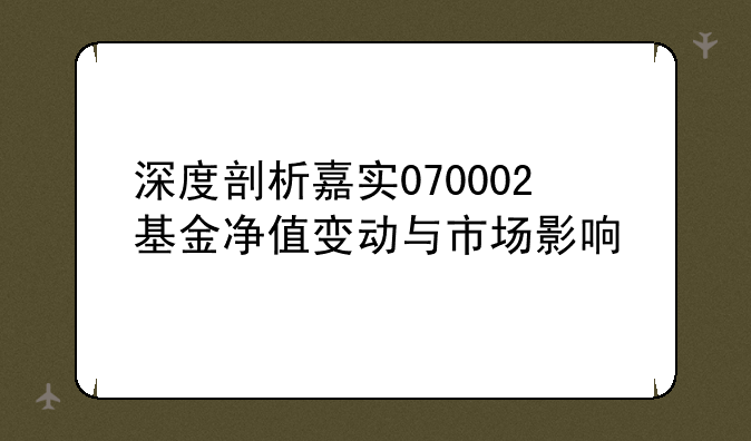 深度剖析嘉实070002基金净值变动与市场影响