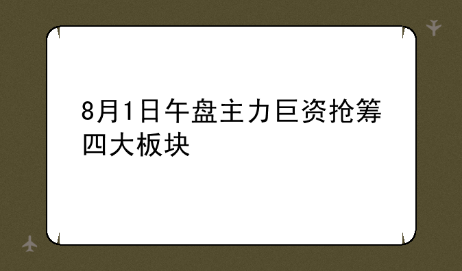 8月1日午盘主力巨资抢筹四大板块