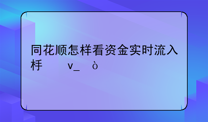 同花顺怎样看资金实时流入板块？