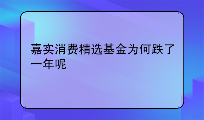 嘉实消费精选基金为何跌了一年呢