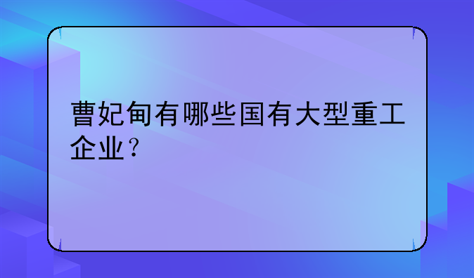 曹妃甸有哪些国有大型重工企业？