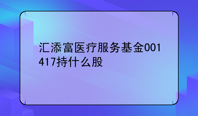 汇添富医疗服务基金001417持什么股