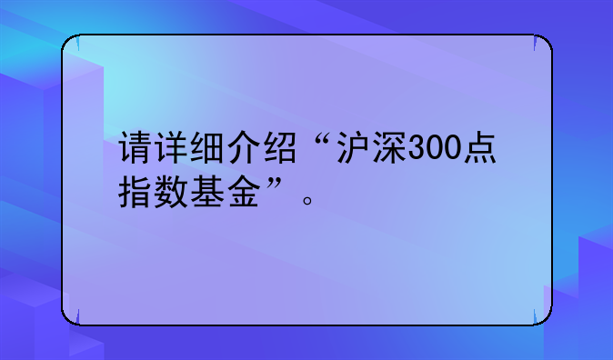 请详细介绍“沪深300点指数基金”。