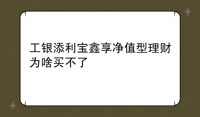 工银添利宝鑫享净值型理财为啥买不了