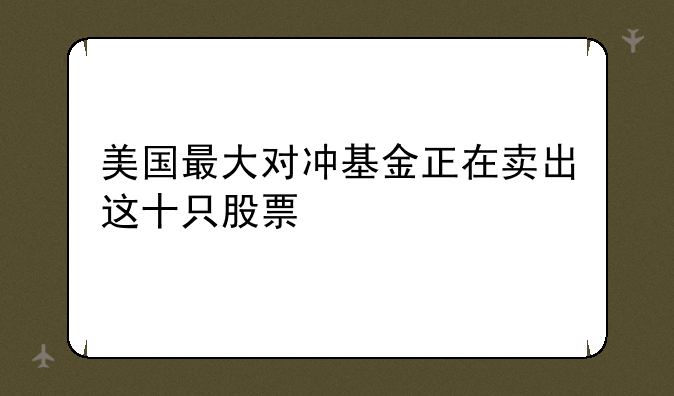 美国最大对冲基金正在卖出这十只股票