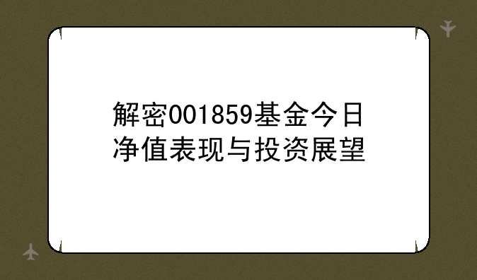 解密001859基金今日净值表现与投资展望