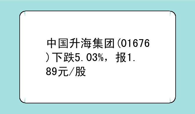 中国升海集团(01676)下跌5.03%，报1.89元/股