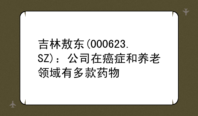 吉林敖东(000623.SZ)：公司在癌症和养老领域有多款药物