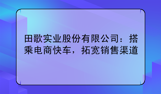 田歌实业股份有限公司：搭乘电商快车，拓宽销售渠道