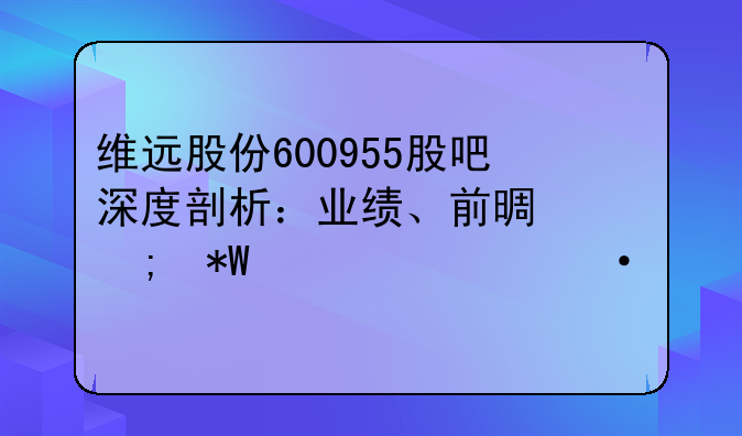 维远股份600955股吧深度剖析：业绩、前景与投资者热议