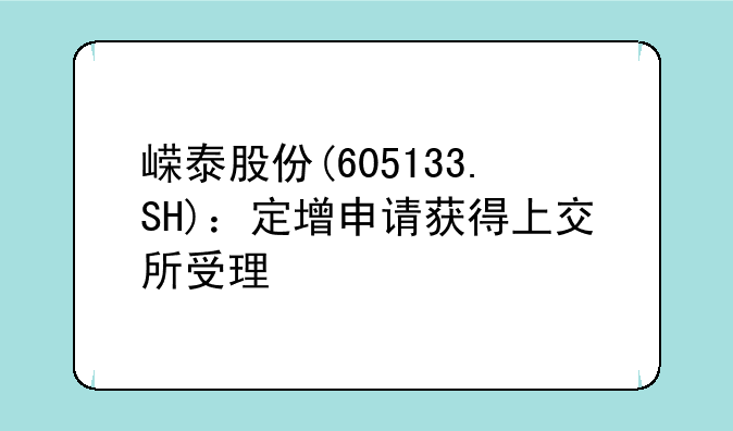 嵘泰股份(605133.SH)：定增申请获得上交所受理