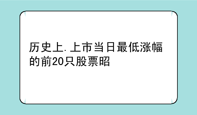 历史上.上市当日最低涨幅的前20只股票是什么