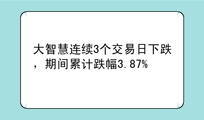 大智慧连续3个交易日下跌，期间累计跌幅3.87%