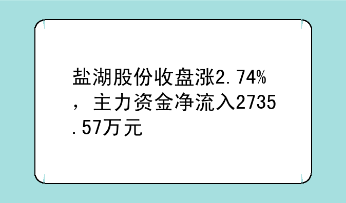 盐湖股份收盘涨2.74%，主力资金净流入2735.57万元