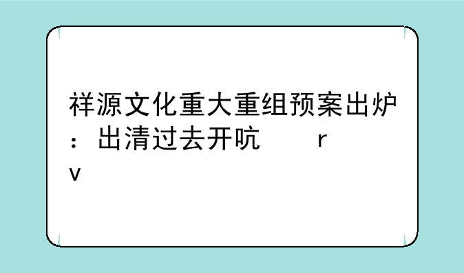 祥源文化重大重组预案出炉：出清过去开启未来