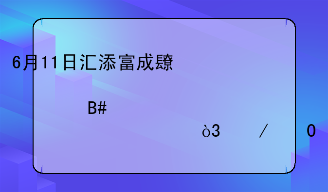 6月11日汇添富成长焦点混合净值1.7746元，下跌0.97%