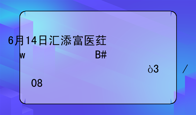 6月14日汇添富医药保健混合净值1.6060元，下跌0.93%