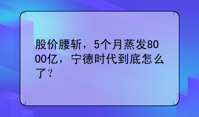 股价腰斩，5个月蒸发8000亿，宁德时代到底怎么了？