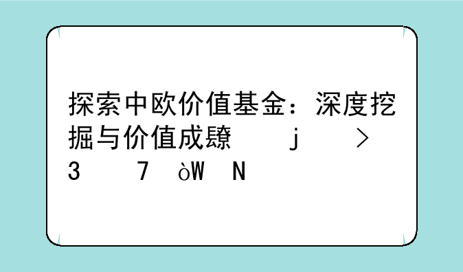 探索中欧价值基金：深度挖掘与价值成长的双重引擎