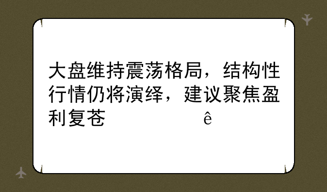 大盘维持震荡格局，结构性行情仍将演绎，建议聚焦盈利复苏主线