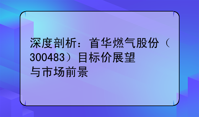 深度剖析：首华燃气股份（300483）目标价展望与市场前景