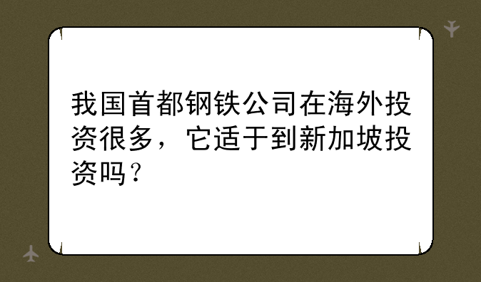 我国首都钢铁公司在海外投资很多，它适于到新加坡投资吗？