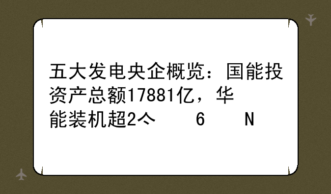 五大发电央企概览：国能投资产总额17881亿，华能装机超2亿千瓦