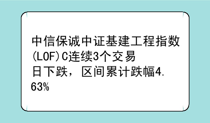 中信保诚中证基建工程指数(LOF)C连续3个交易日下跌，区间累计跌幅4.63%