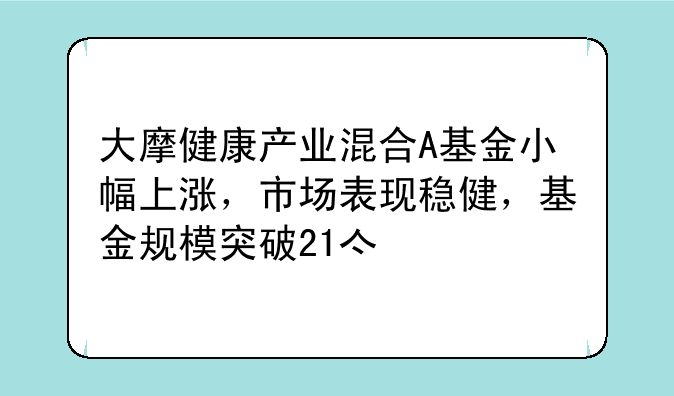 大摩健康产业混合A基金小幅上涨，市场表现稳健，基金规模突破21亿元