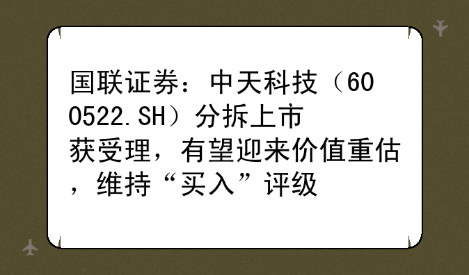 国联证券：中天科技（600522.SH）分拆上市获受理，有望迎来价值重估，维持“买入”评级