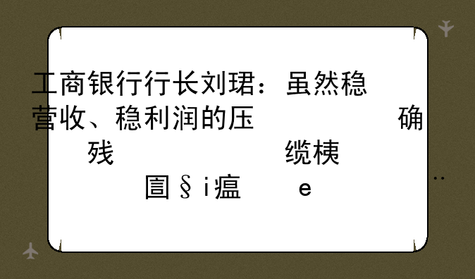 工商银行行长刘珺：虽然稳营收、稳利润的压力确实存在，但有利于经营稳定的积极势头也在不断凸显