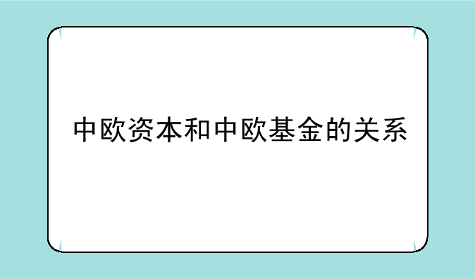 中欧资本和中欧基金的关系