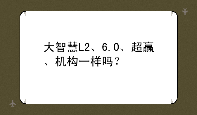 大智慧L2、6.0、超赢、机构一样吗？