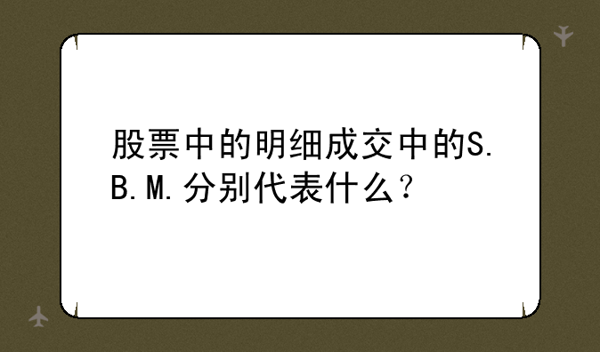 股票中的明细成交中的S.B.M.分别代表什么？