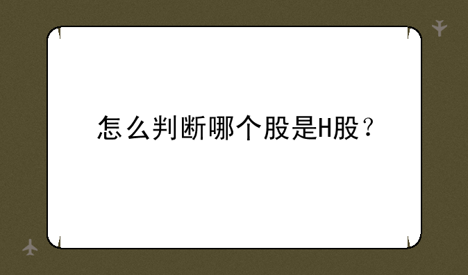 怎么判断哪个股是H股？